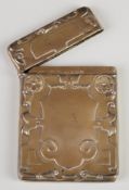 Art Nouveau hallmarked silver calling card case with embossed decoration, London 1907, maker
