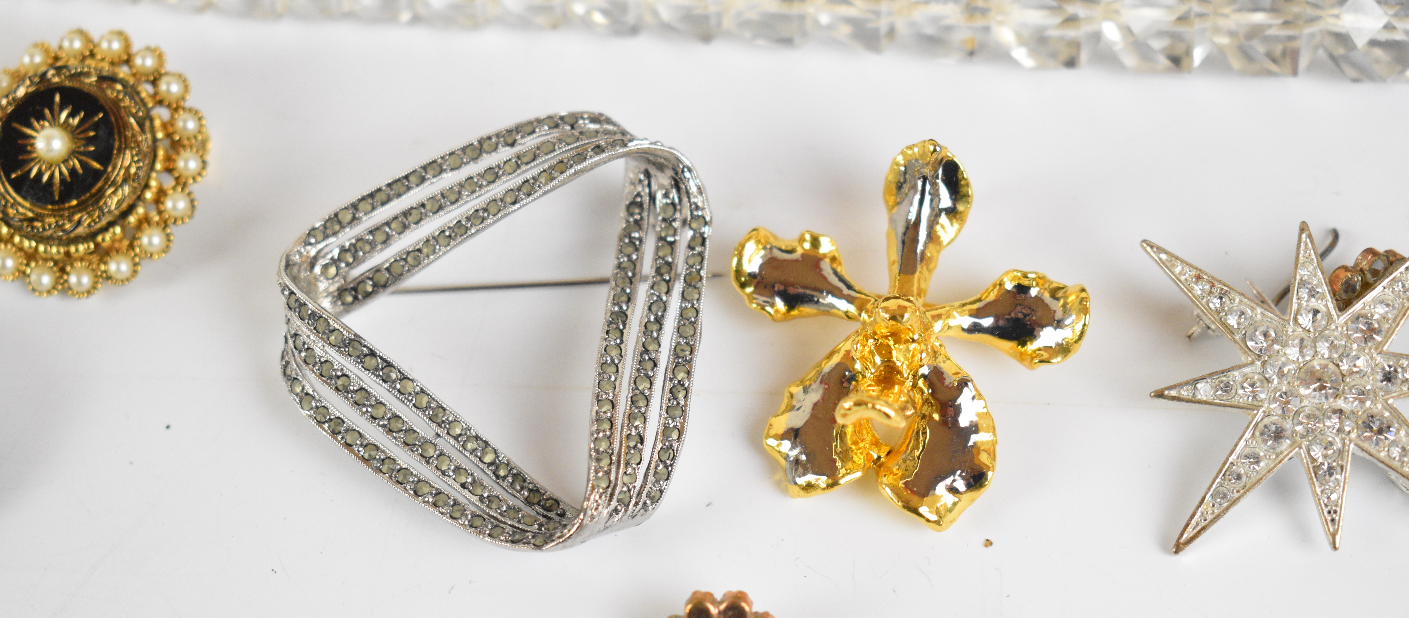 A collection of jewellery including two pairs of Victorian set paste earrings, crystal necklace, - Image 3 of 6