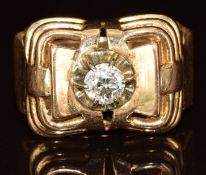 A 9ct gold ring set with a diamond of approximately 0.3ct, 9.6g, size Q