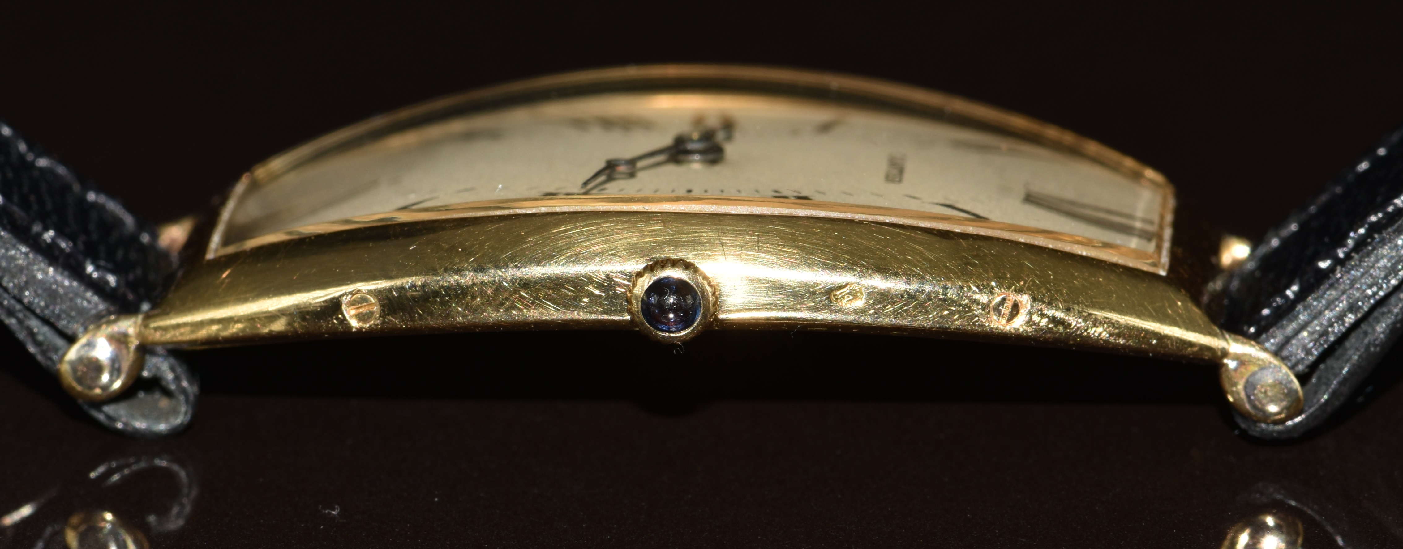 Cartier Tonneau 18ct gold gentleman's wristwatch with blued Breguet hands, silver dial, sapphire set - Image 12 of 14