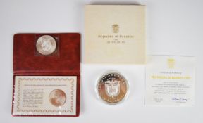 1974 Franklin Mint Panama 20 Balboas sterling silver coin, weight 129.5g, in original box with