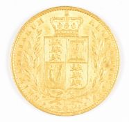 1868 Queen Victoria gold full sovereign with shield reverse and die number 32