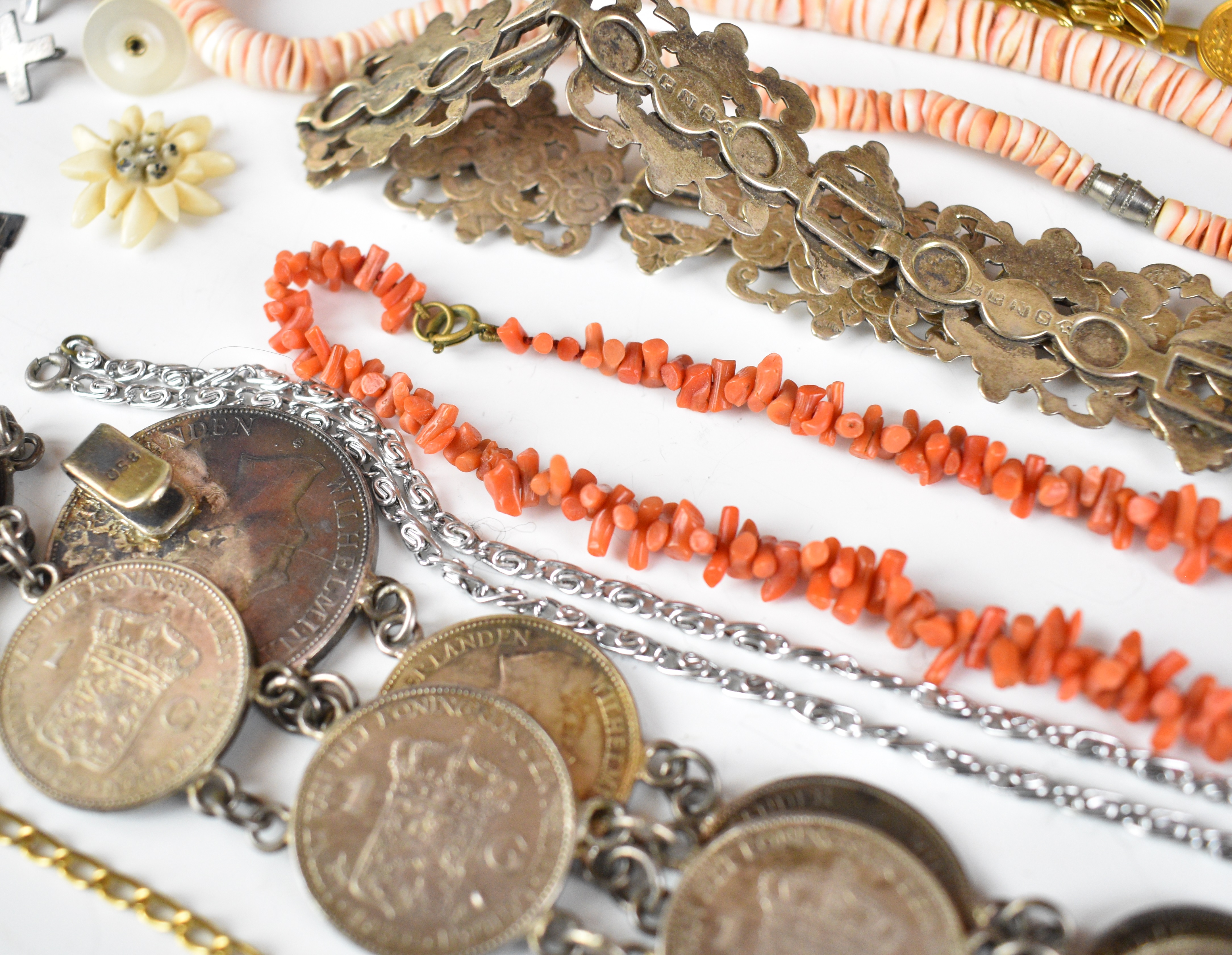 A collection of jewellery and watches including Raymond Weil watch, coral necklace, silver - Image 2 of 12