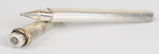 Cartier Vendrome silver ballpoint pen with tricolour twist, 060239, made in France.