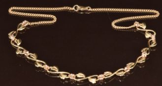A 9k Welsh gold necklace made up of foliate links, 12.7g, 42cm