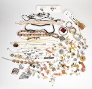 A collection of jewellery, some silver including earrings and rings including puzzle and Celtic,