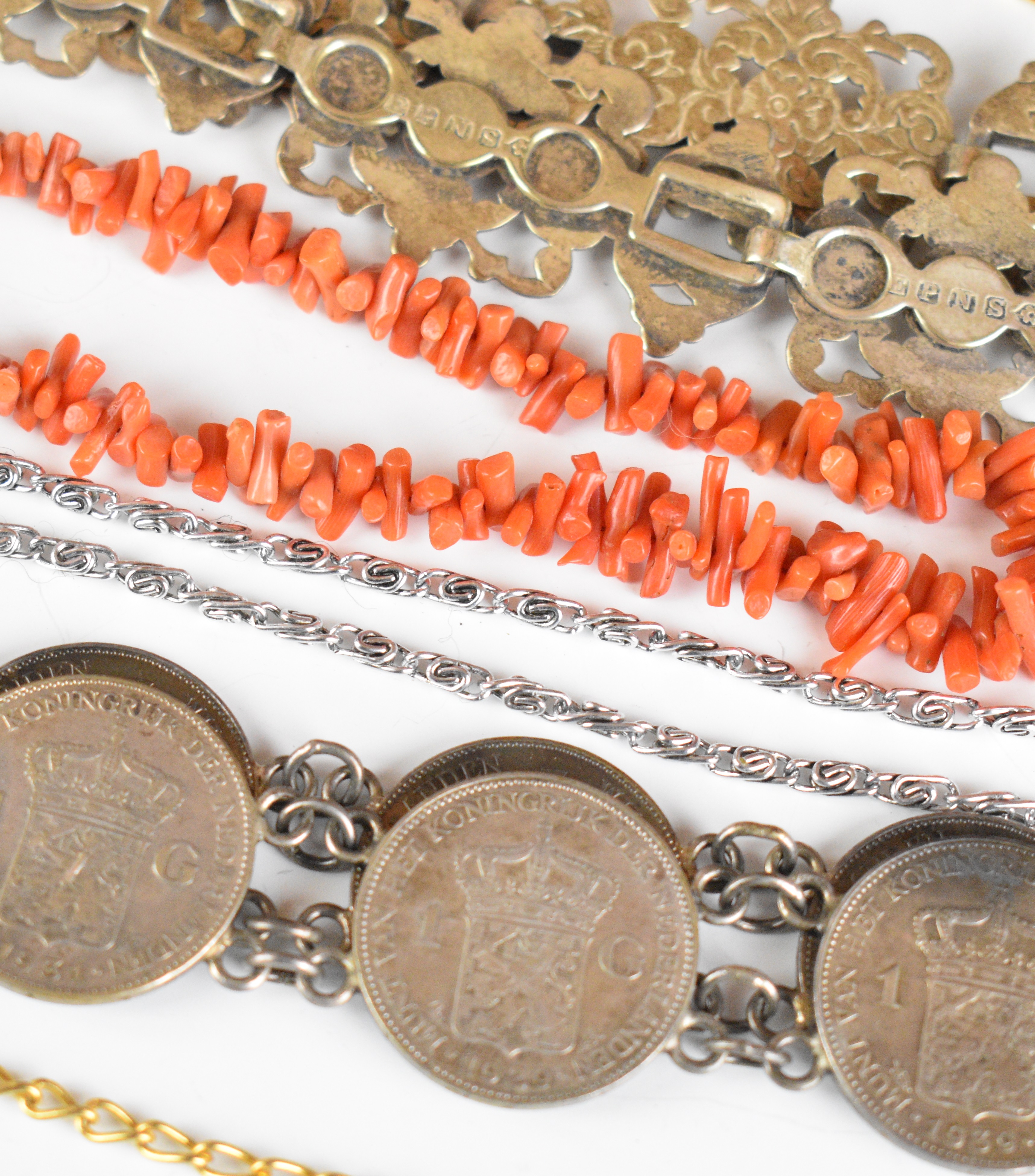 A collection of jewellery and watches including Raymond Weil watch, coral necklace, silver - Image 12 of 12