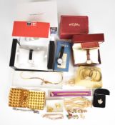A collection of jewellery and watches including 9ct gold cased watch, Tissot watch, etc