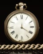 R & M Camm of Stroud hallmarked silver open faced pair cased pocket watch with gold hands, black