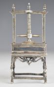 Dutch novelty miniature silver book press with working screw thread, with Dutch silver marks to