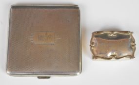 Art Deco hallmarked silver compact with engine turned decoration, Birmingham 1937, maker Harman