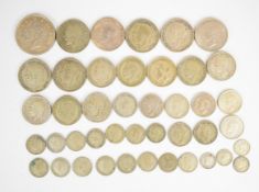 Approximately 307g pre 1947 British silver coinage to include 1937 George VI crown