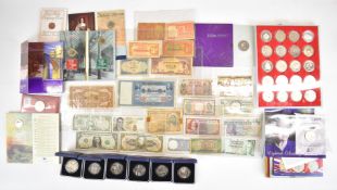 Royal Mint and world coins including 27 various £5 coins, some being Channel Islands examples,