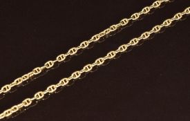 A 14k gold necklace made up of mariner's links, 10.9g, 50cm