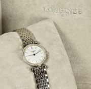 Longines La Grande Classique ladies wristwatch ref. L4.241.0 with black hands, white dial, diamond