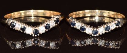 Two 9ct gold rings set with sapphires and cubic zirconia, 4.7g, size W/X