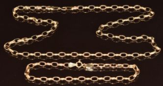 A 9ct gold necklace and bracelet, 4.7g, 17 & 46cm