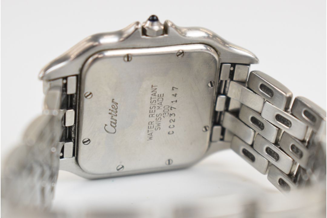 Cartier Panthère wristwatch ref. 1300 with date aperture, blued hands, black Roman numerals, - Image 9 of 9
