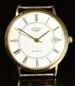 Rotary 9ct gold gentleman's wristwatch with date aperture, black hour and minutes hands, gold centre