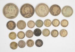 Approximately 74g pre 1920 British silver coinage to include a 1902 Edward VII florin