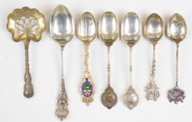 Hallmarked and American silver spoons to include two awarded to G.E.Platford of Rolls-Royce Ltd