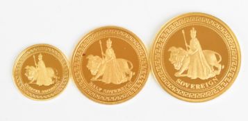 London Mint Office Queen Elizabeth II 2012 Elizabeth & The Lion proof three coin set comprising 2012
