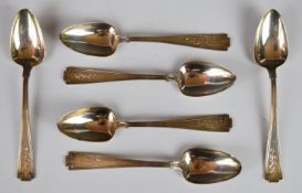 Set of six Gorham American silver teaspoons with Gorham sterling silver marks, length 14cm, weight