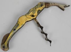 German novelty corkscrew and bottle opener in the form of a mermaid, stamped to the shank 'G