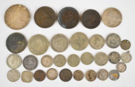 Georgian and later coinage to include Maria Theresia Thaler, approximately 78g pre 1947 British