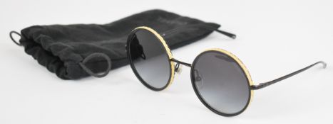 Chanel 4250 101/s6 round sunglasses, the matt black frames with beige rope trim, in Chanel pouch