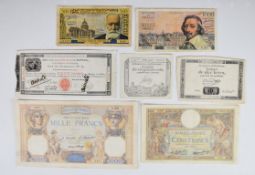 Two France Revolutionary assignats including a 1792 10 Livres and a 1793 50 Sols, plus a 1797-1803