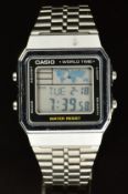 Casio World Time gentleman's wristwatch ref. A500WE with digital display, stainless steel case and