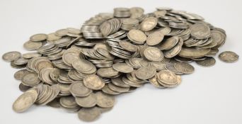 Approximately 670g pre 1920 British silver coinage, mainly three pence examples