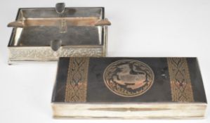 Thai / Siam sterling silver cigarette box and ashtray, length of cigarette box 22cm, weight of