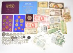 British coins and banknotes including twelve £1, world notes including Japanese WW2 military notes