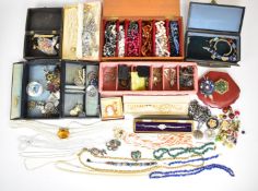 A collection of costume jewellery including Miracle brooch, Miracle bracelet, Miriam Haskell