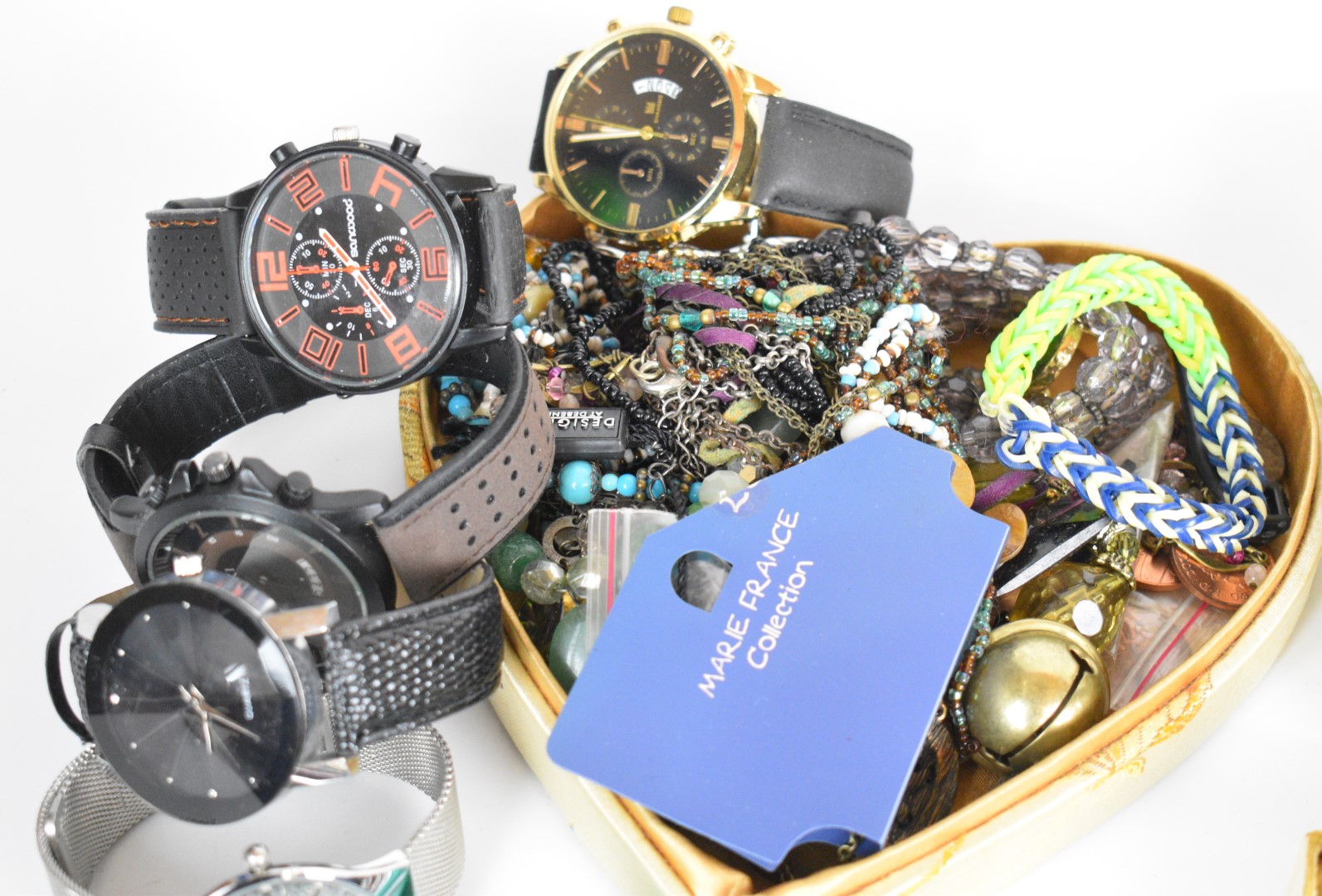 A collection of jewellery including silver ring, Kigu brooch, Swatch and other watches, vintage - Image 9 of 10