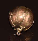 Masonic sphere charm opening to reveal a cross with engraved Masonic symbols, 12.1g