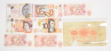 Banknotes comprising Bank of England, Clydesdale Bank, Royal Bank of England and Bank of Scotland £