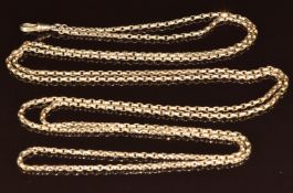 A c1900 9ct gold guard chain made up of faceted oval links, 22g, 140g