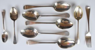 Georgian and later Old English pattern hallmarked silver cutlery comprising set of five table