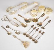 Collection of hallmarked silver napkin rings, nips, pusher etc, large nips marked sterling,