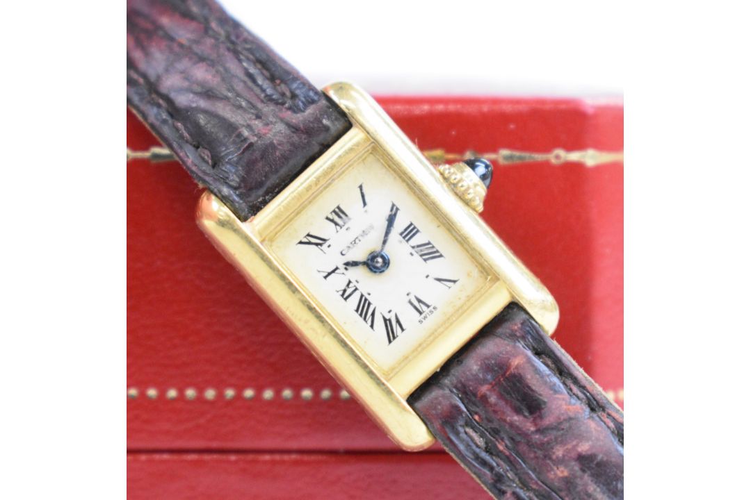 Cartier Tank 18ct gold ladies wristwatch ref. 828001 with blued hands, black Roman numerals, - Image 5 of 14