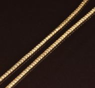 A c1900 9ct gold chain made up of unusual shaped links, with barrel clasp, 9.7g, 44cm