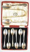 Cased set of hallmarked silver teaspoons, Sheffield 1927, maker James Dixon & Sons Ltd, pair of