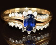 A 14k gold ring set with cubic zirconia, 3.4g, size S