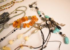 A collection of jewellery including a 9ct gold pendant (1.5g), silver including bracelet, chains,