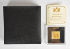 2020 Battle of Britain 5g 999.9 limited edition (0068/4995) gold ingot, in original box with Coin