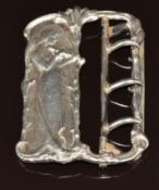 Art Nouveau silver buckle by Edmond Henri Becker, 26.1g, 5.8 x 3.8cm