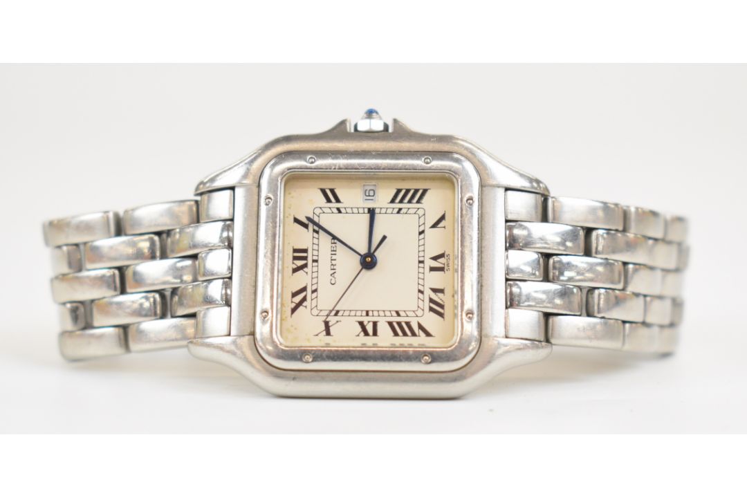 Cartier Panthère wristwatch ref. 1300 with date aperture, blued hands, black Roman numerals, - Image 2 of 9